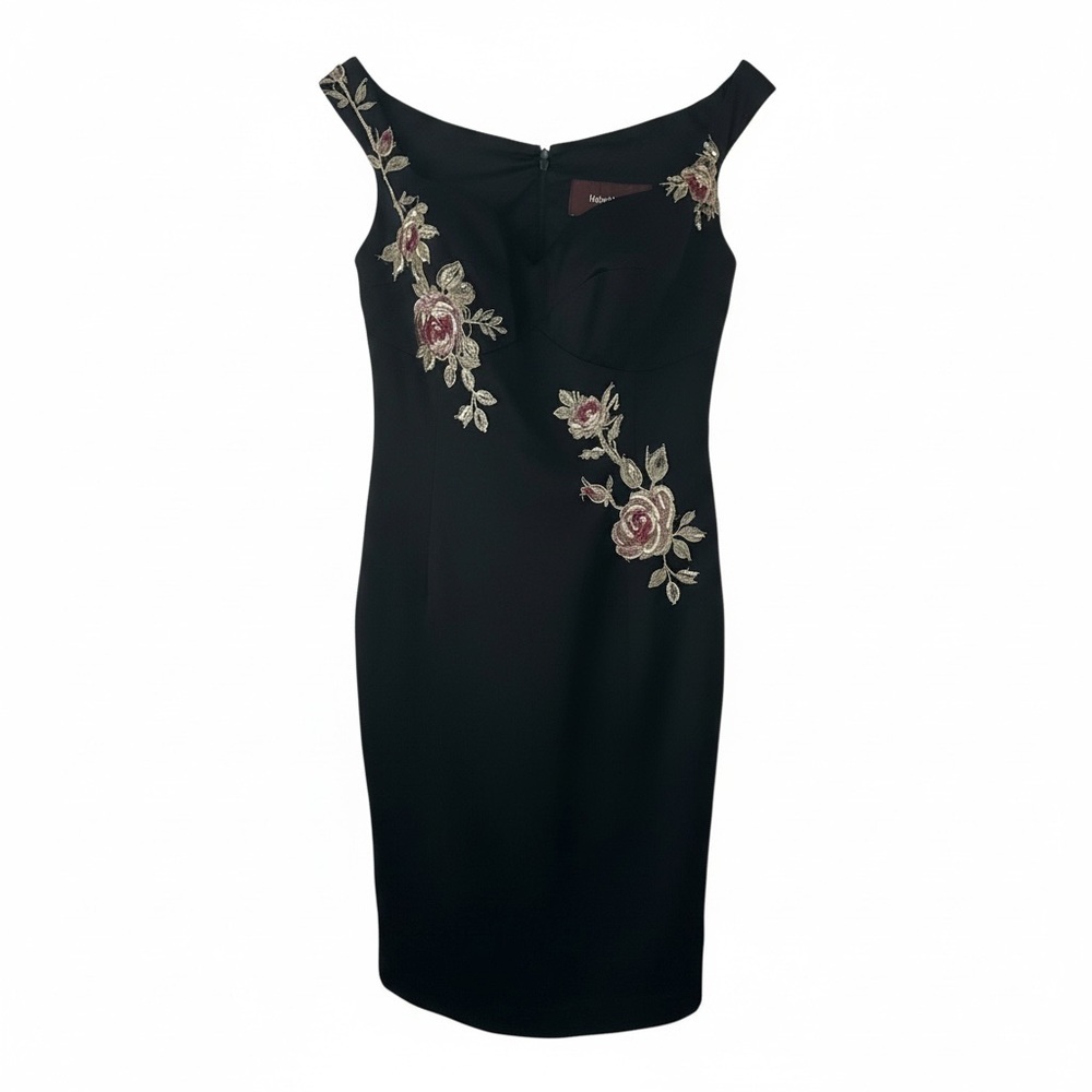 Helen Morley Elegant Black Floral Handcrafted Embroidered Dress Size 10